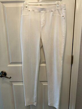 Calvin Klein Women’s White Skinny Ponte Pants – Pull On Stretch – Size M – CK Lo